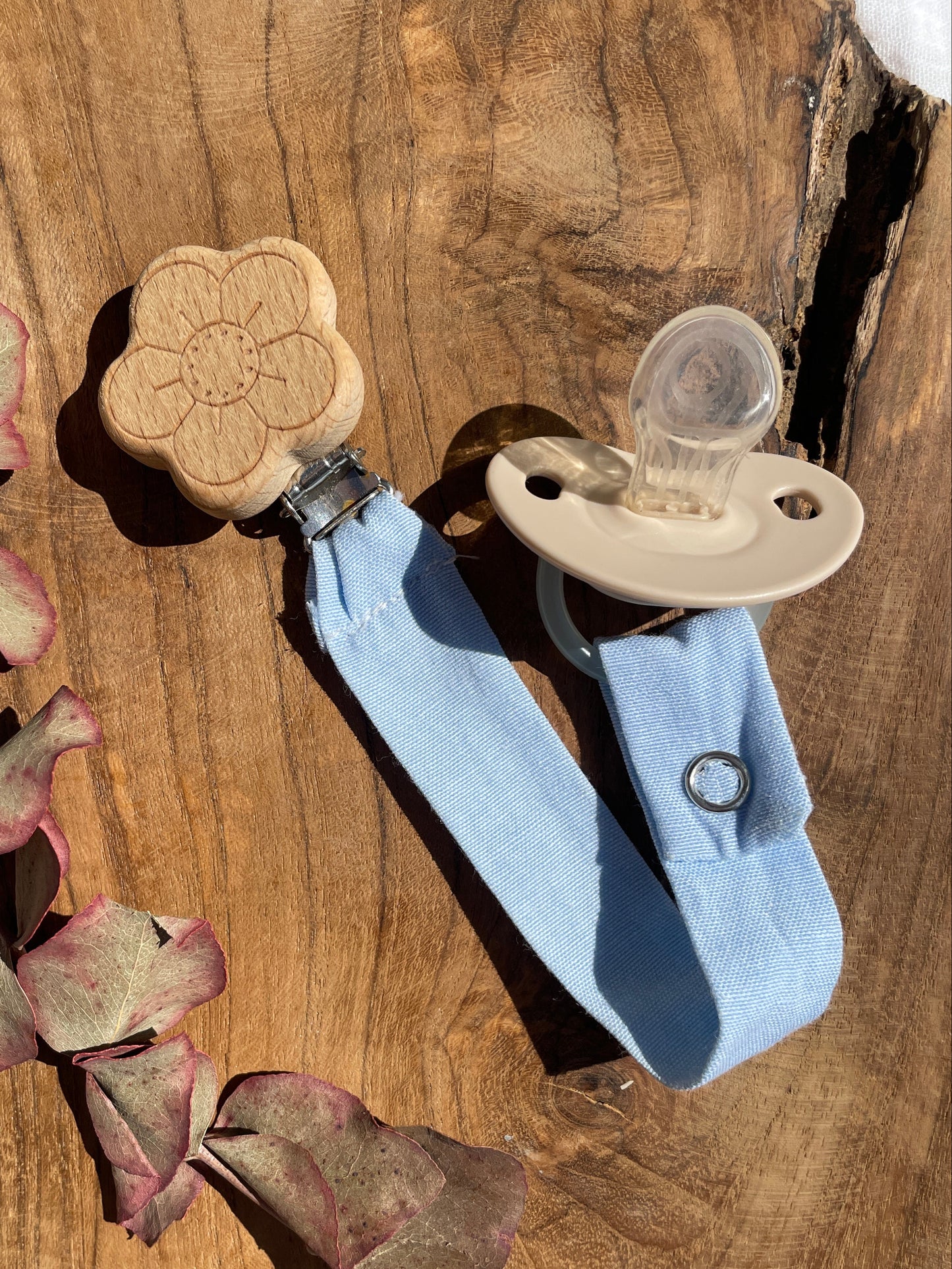 Chupetero tela para bebé tejano