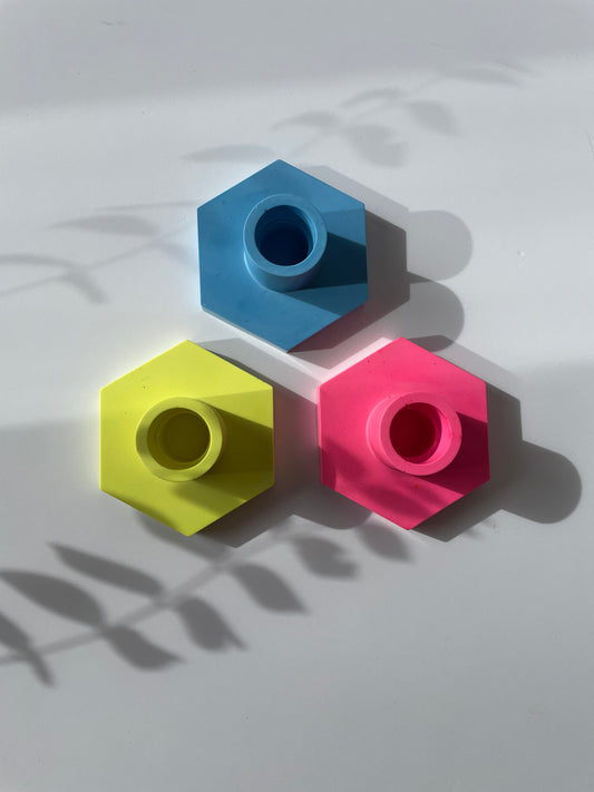 Portavelas hexagonal