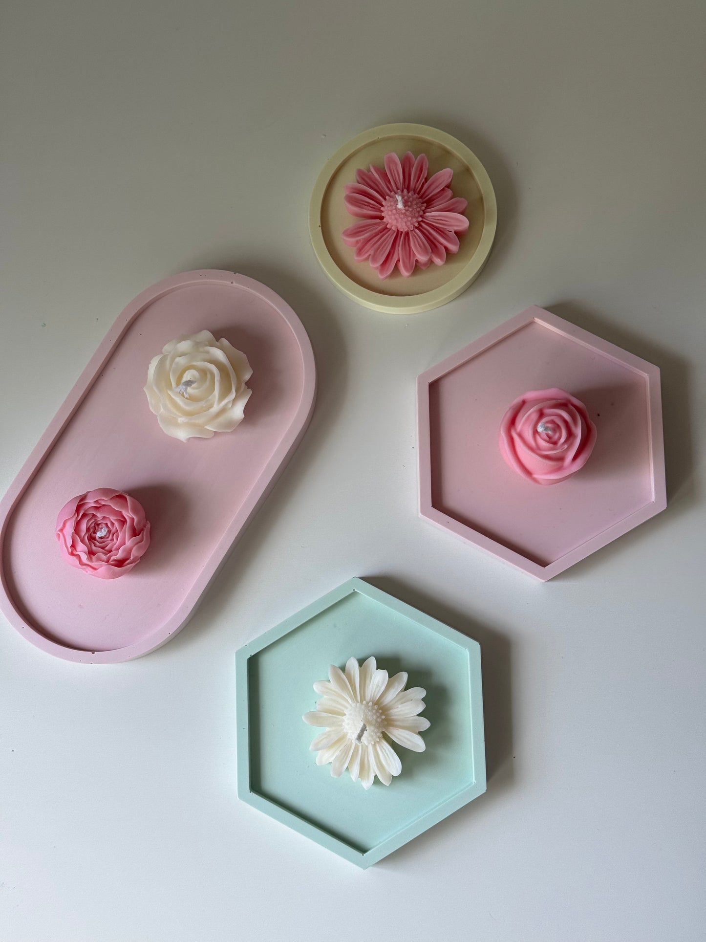 Pack bandeja hexagonal + flores