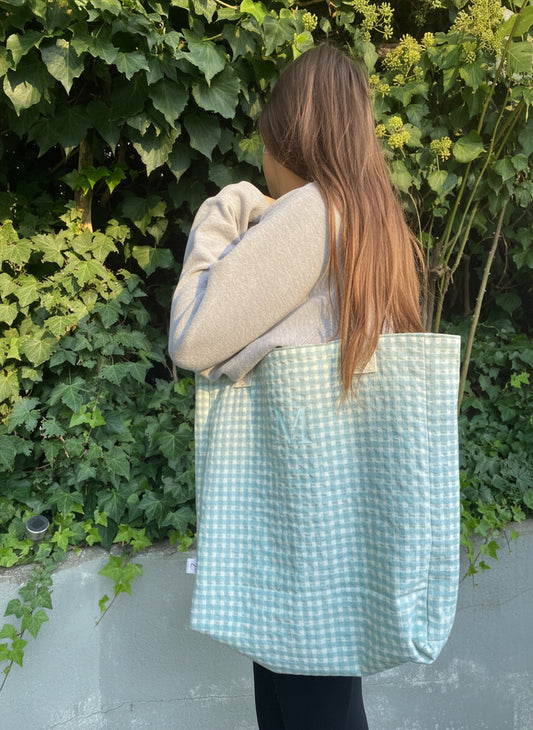 Tote bag Vichy azul y blanco