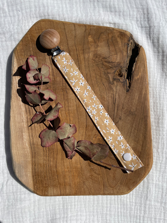 Chupetero tela para bebé margaritas