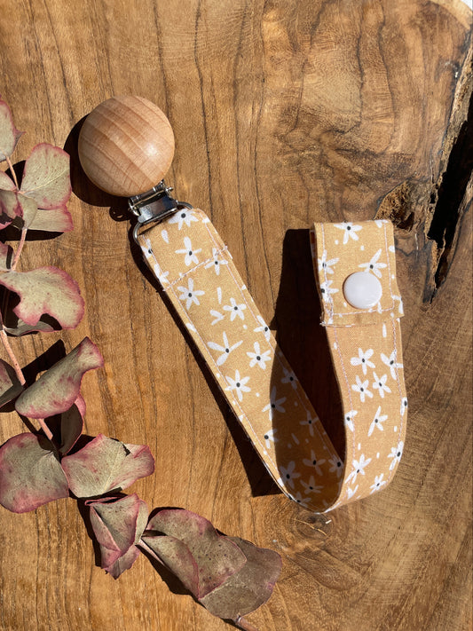 Chupetero tela para bebé margaritas