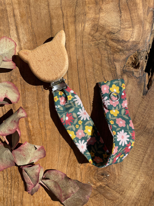 Chupetero tela para bebé flores