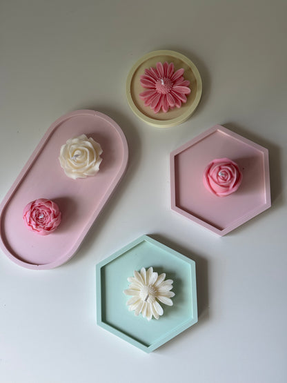 Pack bandeja hexagonal + flores