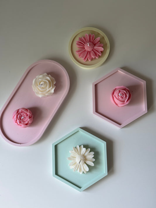 Pack bandeja hexagonal + flores