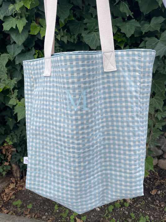Tote bag Vichy azul y blanco